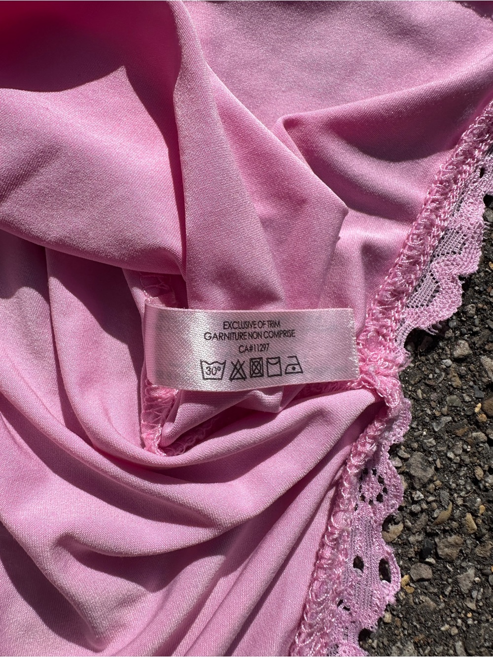 La Senza Pink Lace Trim Slip Dress Chemise Nightgown Coquette Large - Picture 5 of 6